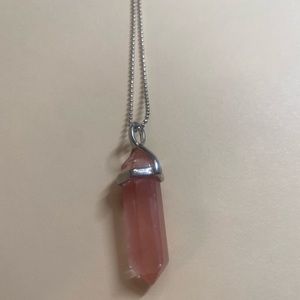 Pink stone/silver necklace